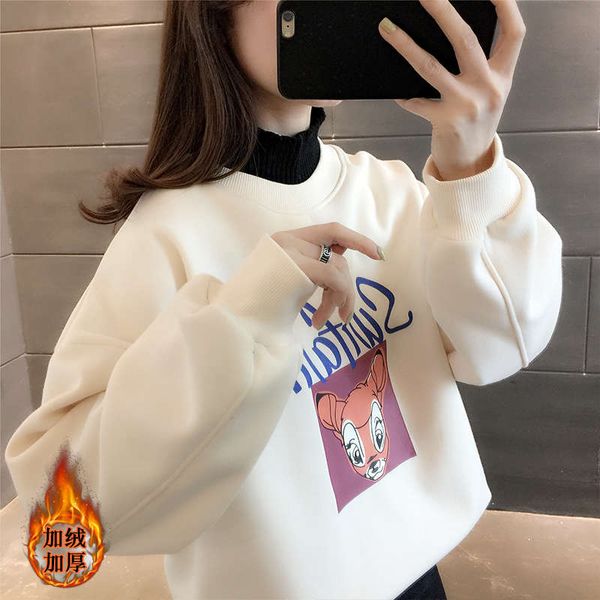 

autumn and winter women's half high collar plush thickened sweater 2020 new loose korean style jacket, Black