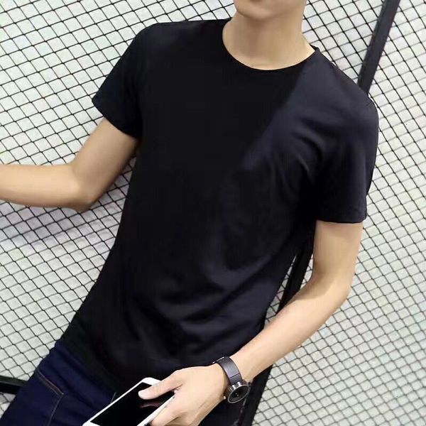 

combed cotton 26 yarn 180g taobao men's short solid color half sleeve t-shirt, White;black