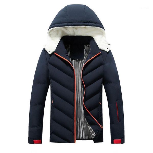 

sagace winter jacket men solid color thick warm zipper parka coat male mountain jacket pockets hooded windbreaker1, Black