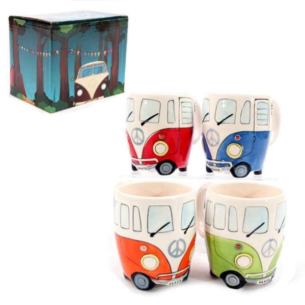 NEU Camper Van Becher Cartoon Keramiktassen Tassen Geschenke für Kinder Porzellantassen für Kaffee Weihnachtsgeschenk Glückstasse SN4834