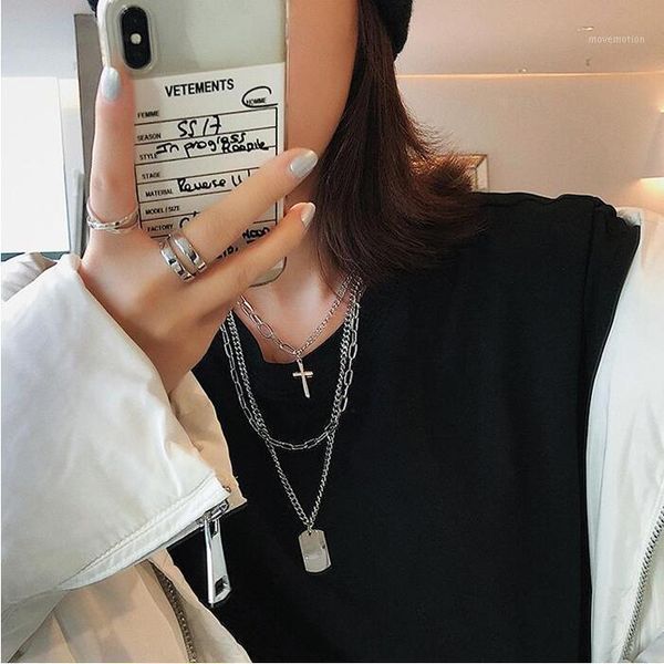 

rongho hiphop cross chokers necklaces for women multi chains necklace vintage metal coin shield pendant necklace femme bijoux1, Golden;silver