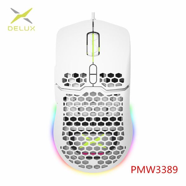 

mice delux m700 67g lightweight gaming mouse 16000dpi honeycomb shell design with soft rope cable and software for gamer pmw3389