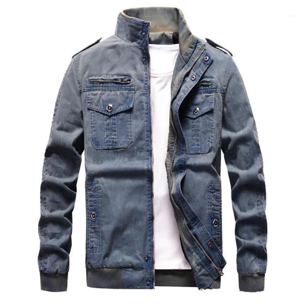

2020 new european and american retro wind army tooling jacket casual jacket denim men's ou code my1211, Black;brown
