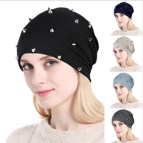 

fashion lady rivet hat couples autumn winter punk rivet beanie winter color hip hop warm caps wy377w, Yellow