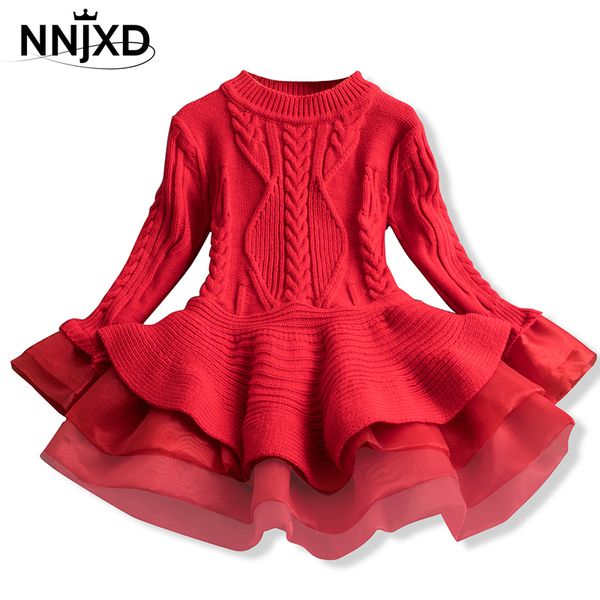 Noel Kış Sonbahar Kız Elbise Çocuk Giysileri Çocuklar Kızlar için Elbiseler Parti Elbise Uzun Kollu Örme Kazak Toddler Kız Elbise MX200804