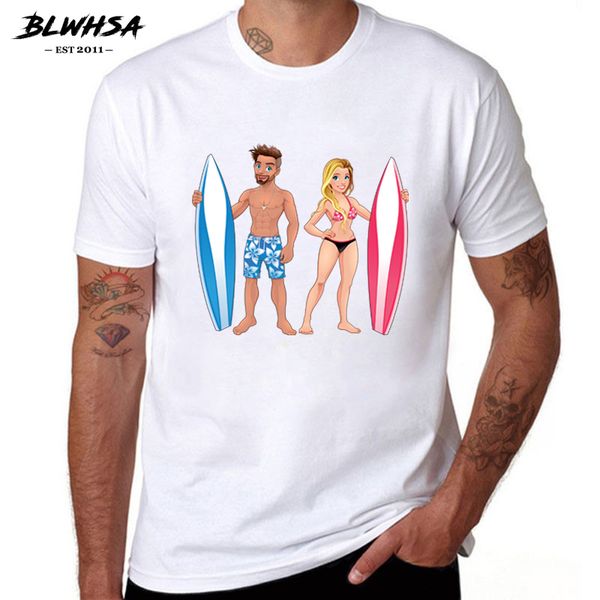 

sport blwhsa new summer fashion surfers boy girl printed t-shirt men t shirts white short sleeves hip hop tee