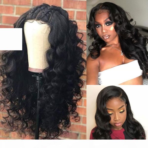 

body wave 13*4 lace front human hair wigs for women pre plucked hairline with baby hair 8-24 inch peruvian hair bleached knots, Black;brown