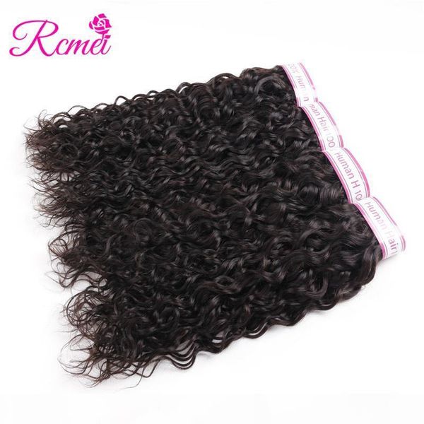 

brazilian water wave bundles 4 pieces human hair weave bundles rcmei hair extensions natural color remy hair weft 10-28 inch, Black