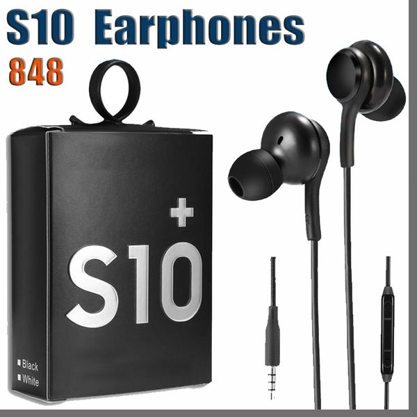 848D Alta Qualidade OEM Earbuds S10 Fones de Ouvido Bass Headsets Som Estéreo Fones de Ouvido com Controle de Volume para S8 S9 PK S6 S8 Fone de Ouvido