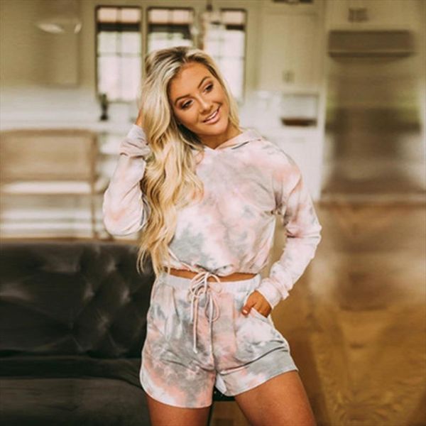 

women fashion casual two piece outfits tracksuit long sleeve crop and biker shorts sweat suits summer 2 piece matching sets, Gray