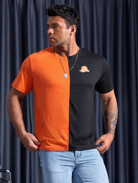 

extended sizes men cartoon graphic colorblock tee r95u#, White;black