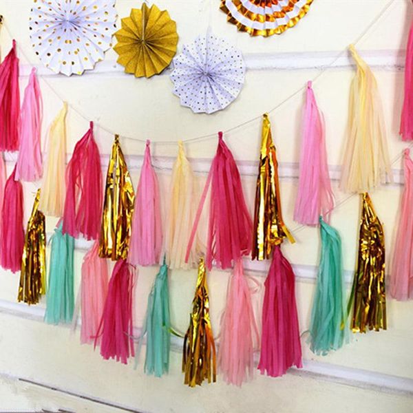 

5pcs lot 14 inch tissue paper tassel garland for charistmas wedding decoration kids baby birthday party supplies h wmtxgd