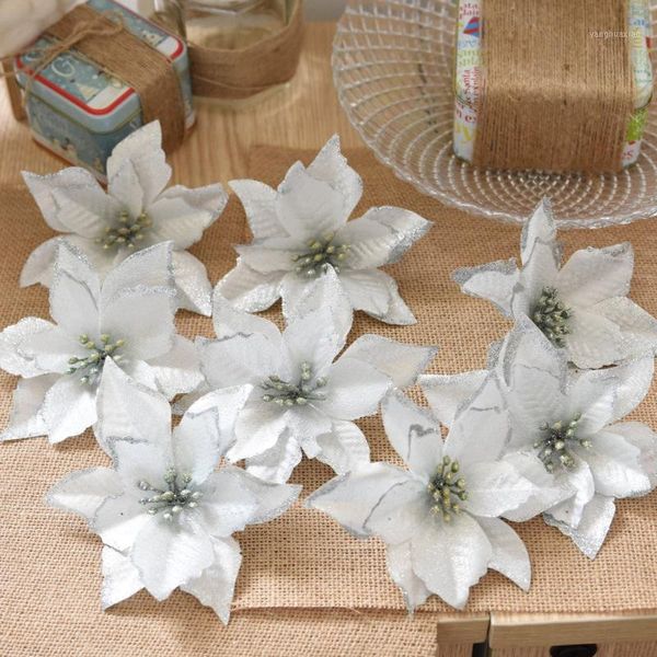 

christmas decorations glitter artificial flowers xmas tree ornaments wreath year wedding party holiday decor er flower1