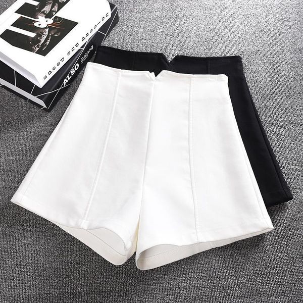 

stretch high waist shorts women mini short femme trousers women ants black white elegant office summer wide leg shorts c45831, White;black