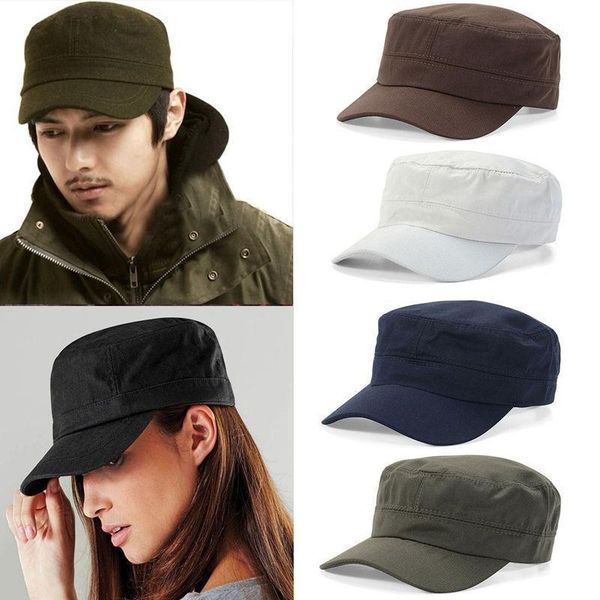 

wide brim hats adjustable classic plain cap vintage army cadet style cotton hat, Blue;gray