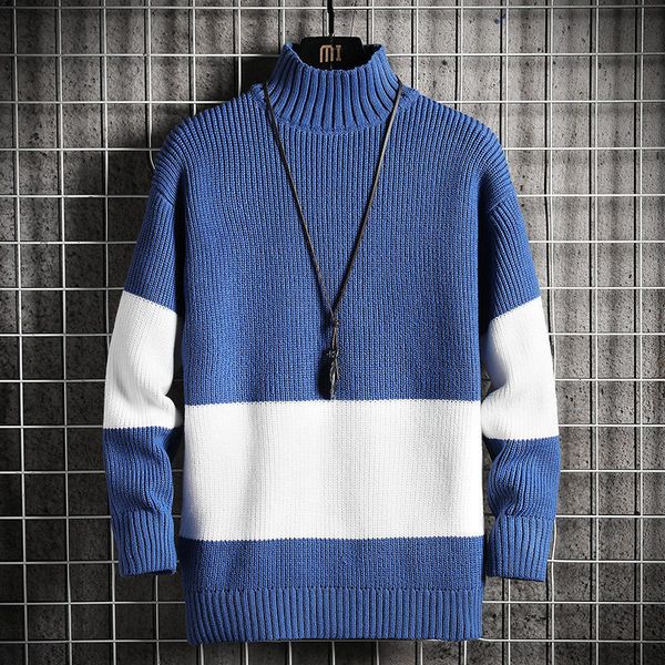 

2021 new spring fall streetwear japanese style male harajuku long turtelneck sweater cap6, White;black