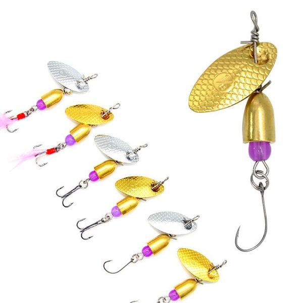 

gobygo 2pcs 3g/5g artificial bait fishing tackle metal spinner bait rotation spoon fishing lures sequins sinking treble qylvxd