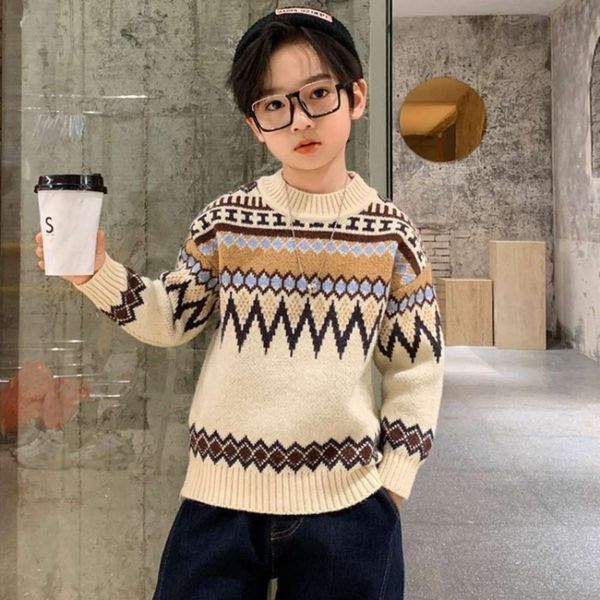 

new boys' children's sweater pullover 2020 warm thickened zhongda tong 10 korean fashion autumn and winter boys, Blue