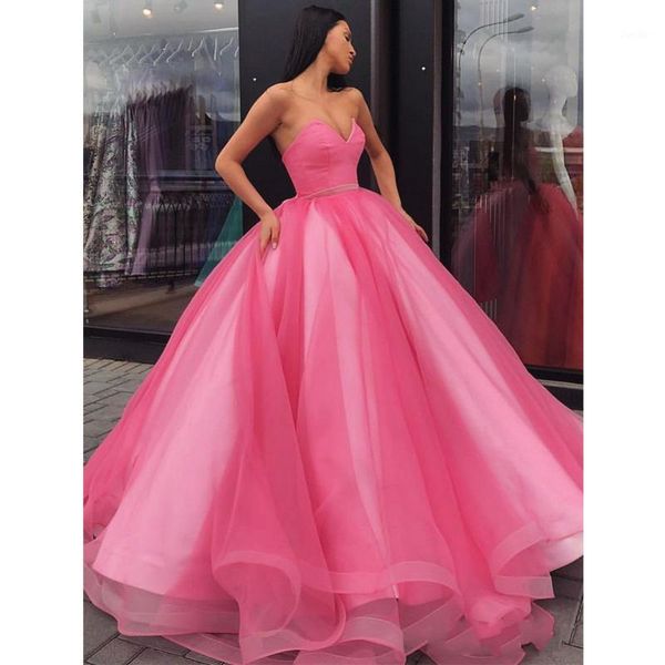

pink organza sweetheart evening dresses fashion slim long ball gown party prom dress robe 20201, White;black
