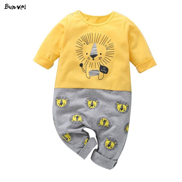 

bunvel summer toddler kids baby boys girls baby boy clothes long sleeve cartoon lion rompers patchwork baby girl clothes f 201028, Blue