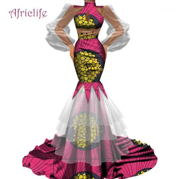 

new design women elegant bodycon utu tulle gauze patchwork african fabric wedding party skirt dresses wy47201, Red