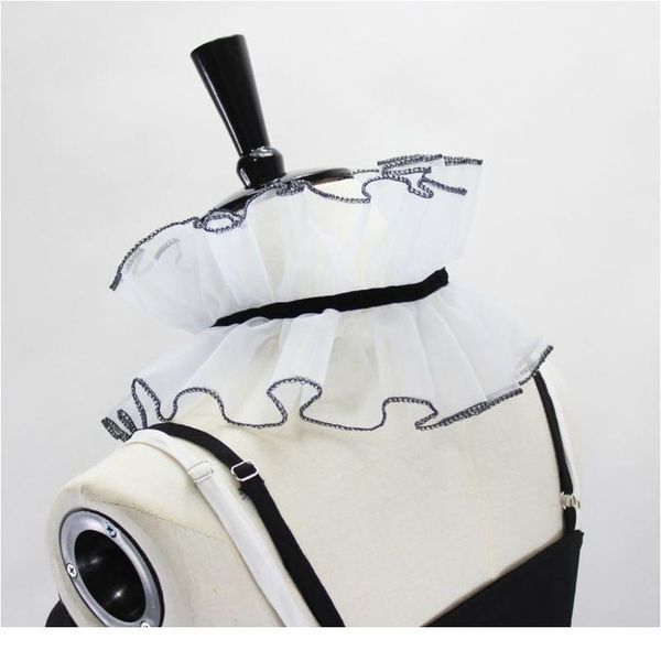 

victorian vintage organza agaric ruffles stand fake collar cosplay neck ruff victorian jllphg, Blue;red