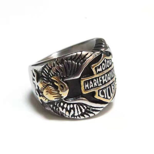 

designer mens stainless steel rings european and american motorcycle men men's double eagle eagles rings ring hip hop jewelry, Silver