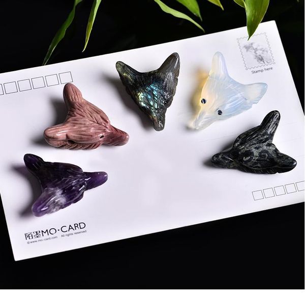 

1pcs fashion natural crystal carved wolf head pendant rose quartz fluorite amethyst natural mineral pendant jewelry jllvso, Black