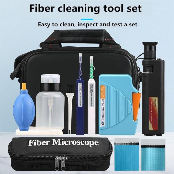 

fiber cleaning kit/fiber optic ftth tool kit fttx network testing tool with fiber inspection microscope etc cleaning tools1
