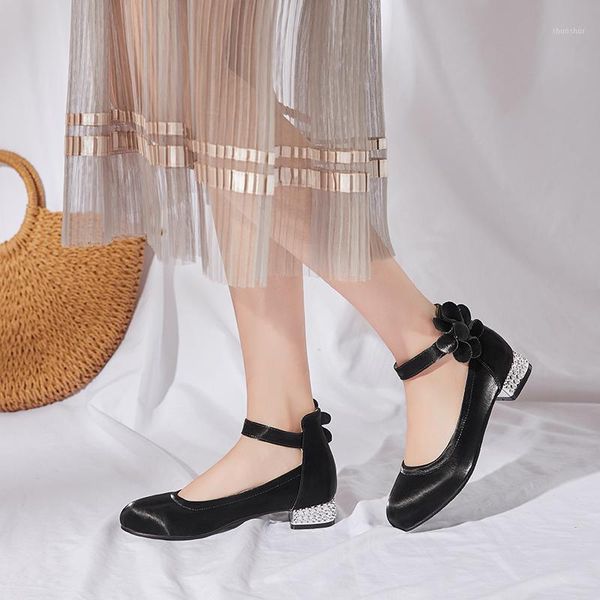

dress shoes 2.5cm spring buckle flower sweet low heel princess shopping1, Black