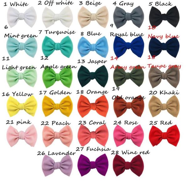 

hair accessories bulk wholesale 5.5'' soft waffle bow for girls solid children cute clips baby kids diy party, Slivery;white