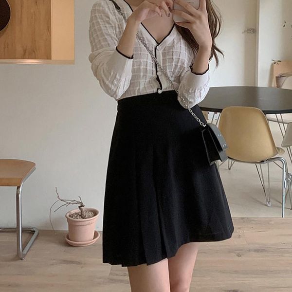 

shintimes black woman skirt pleated skirt a-line mini skirts womens fall korean style clothing jupe femme faldas mujer moda 2020