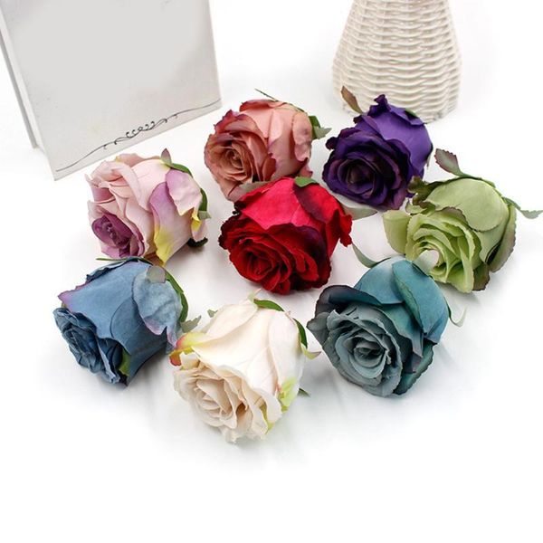 

10pcs artificial rose flower heads fake silk roses flowers for wedding decorations crafts home diy wreath
