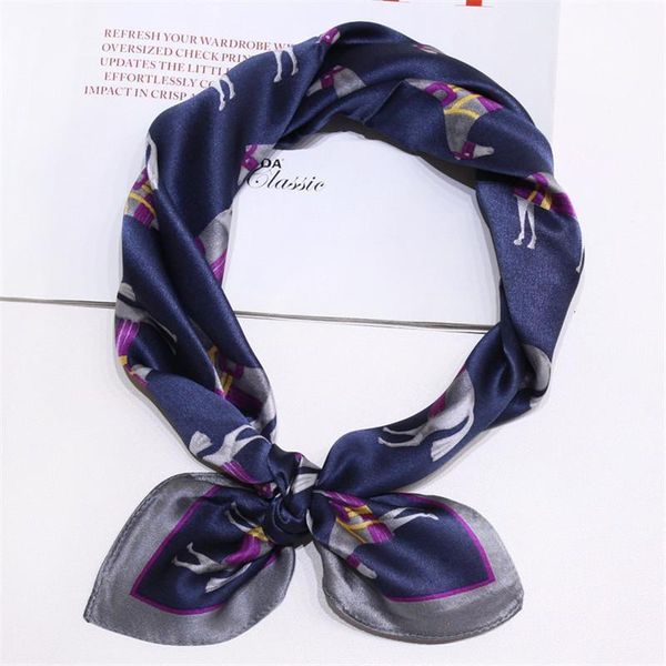 

pure silk scarf women dancer print square scarves wraps silk foulard head tie neckerchief hijab bandana 53x53cm, Blue;gray