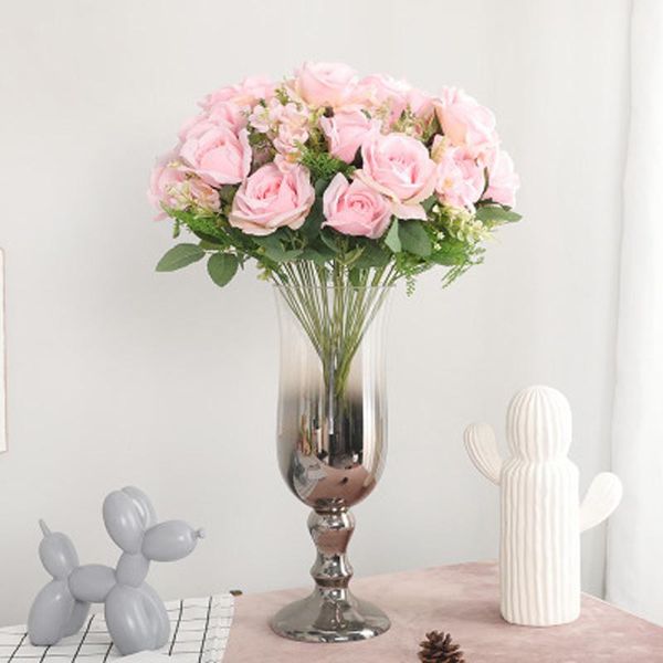 

11 heads/bouquet silk artificial rose flowers real touch 6 styles bride bouquet wedding home fake flowers decoration kgh0026