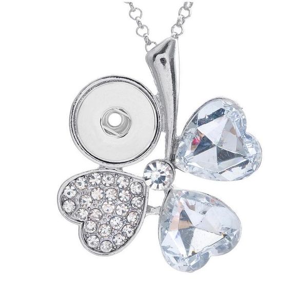 

4colors 2016 with chain clover crystal snap button pendant button snap necklace ne241 women's jewelry one directio bbytmx, Silver