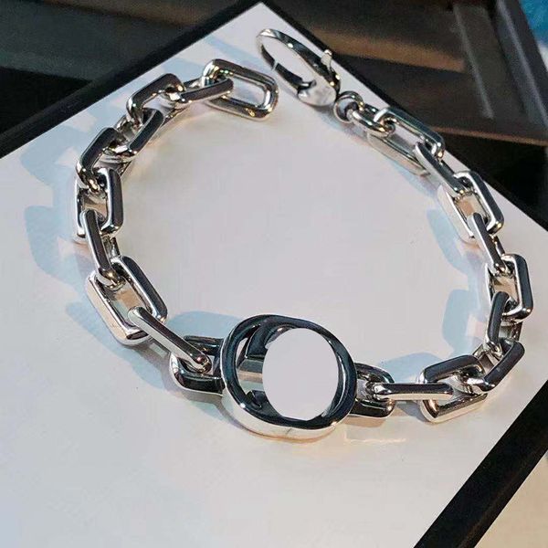 

famous brand s925 sterling silver interlocking men's gold bracelet designer classic style bracelet luxury bracelet with original box, Black