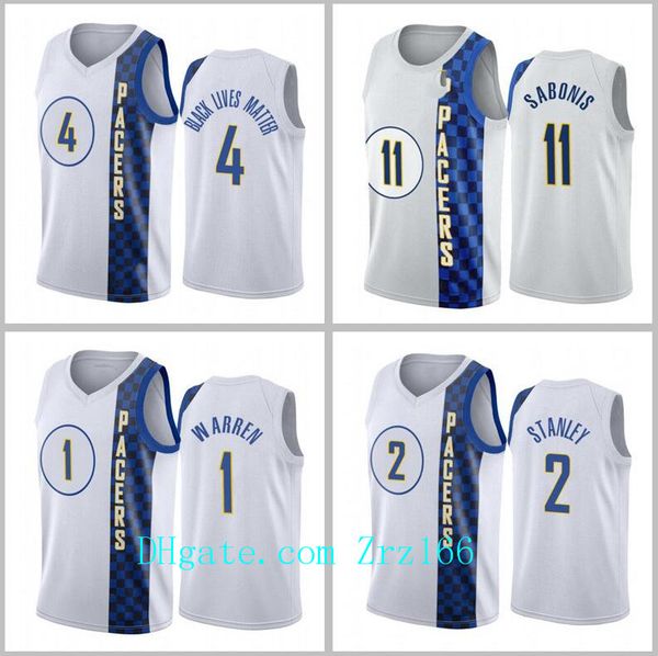 

men basketball indianacity team 4 victor oladipo 11 sabonis 2020-21 white city jersey, Black;red
