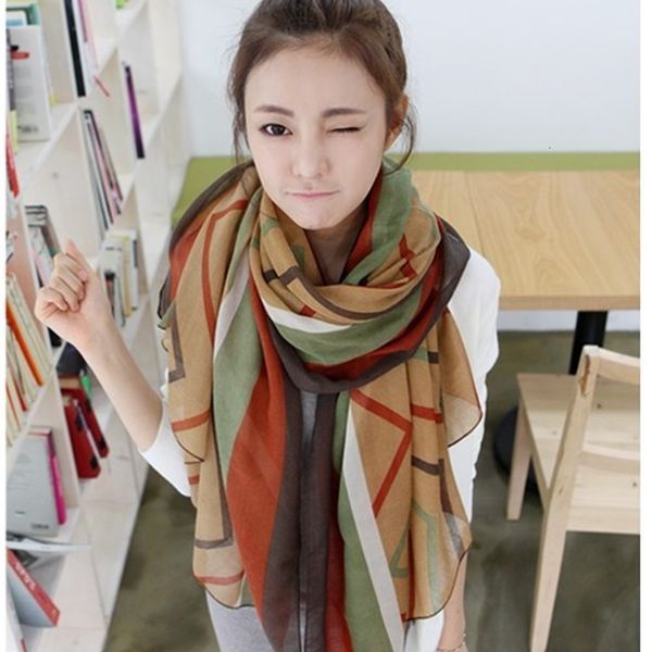 

korean colorful line scarf scarves celebrity scarves stripe color scarves, Blue;gray