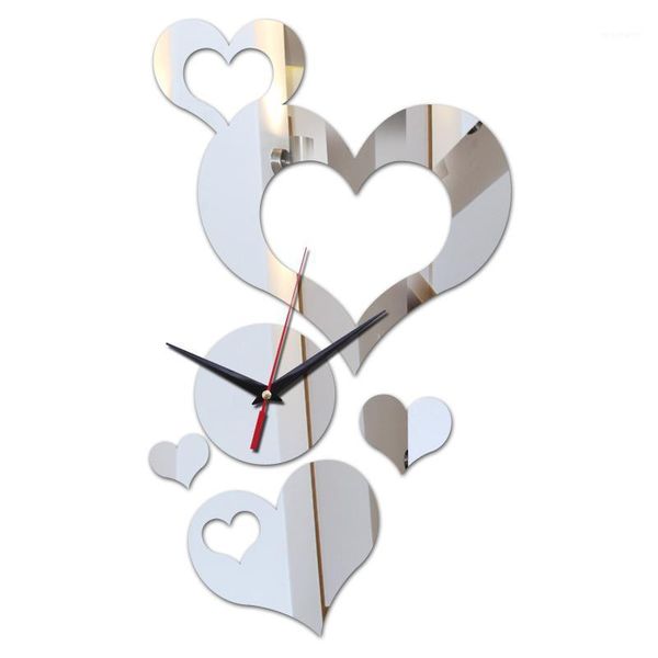 

wall clocks modern style single face needle quartz diy special acrylic stickers home hearts decor watches1