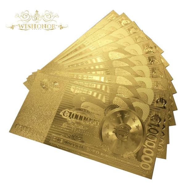 

10pcs lot nice euro one million 24k gold banknote in 24k gold plated fake paper money for business souvenir gifts sqcpfx pingtoy