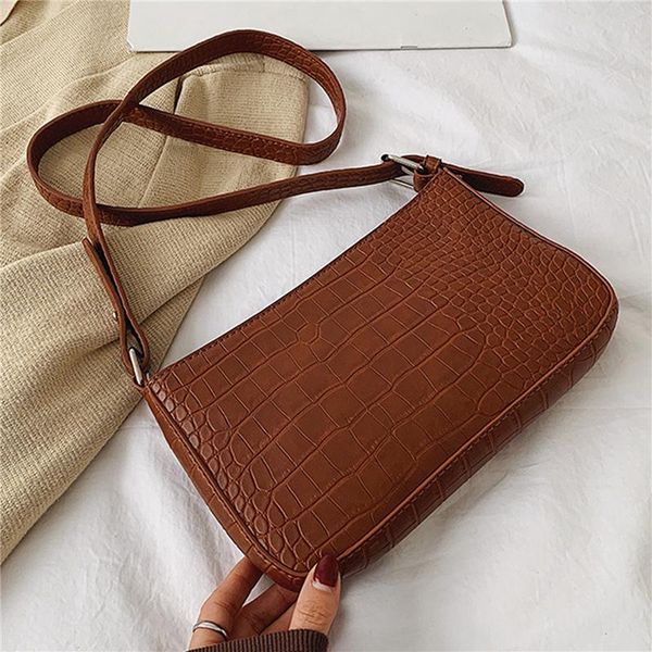 

retro alligator pattern women shoulder bags flap messenger handbags pu leather casual solid crossbody bags for women bolsas