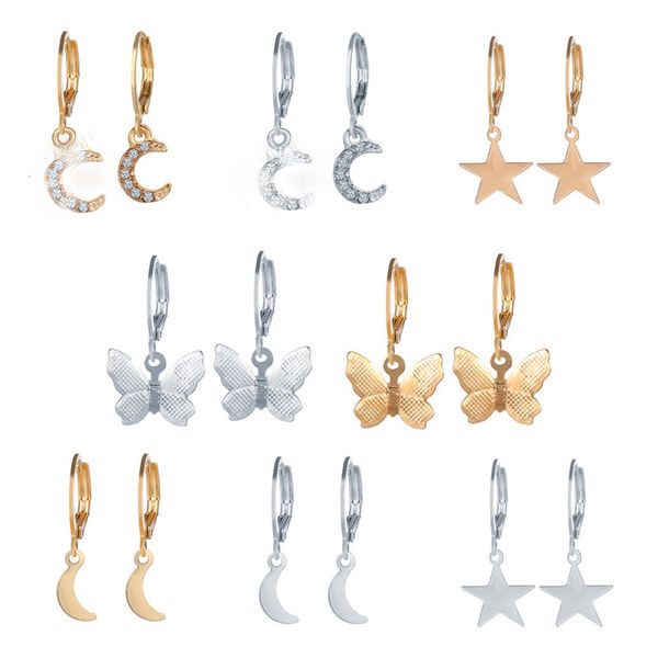 

8 pairs earring set new vintage silver gold mix butterfly moon geometric dangle drop earrings for women statement earring