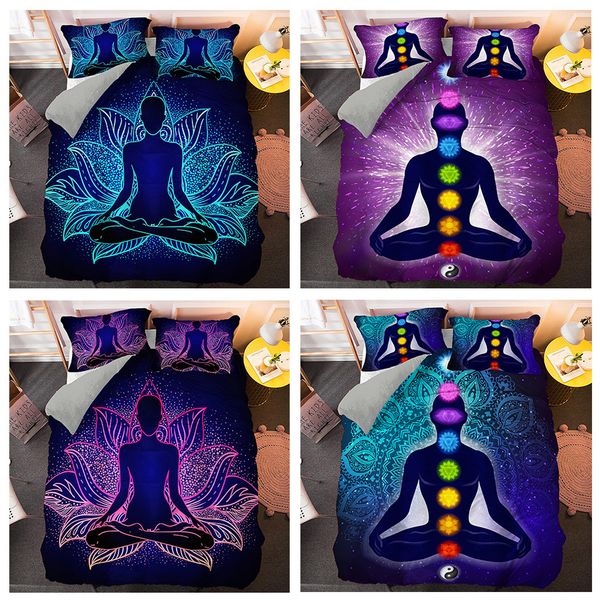 

colorful duvet cover sets comforter covers soft fabric king queen single size yoga seven chakras buddha bedding set