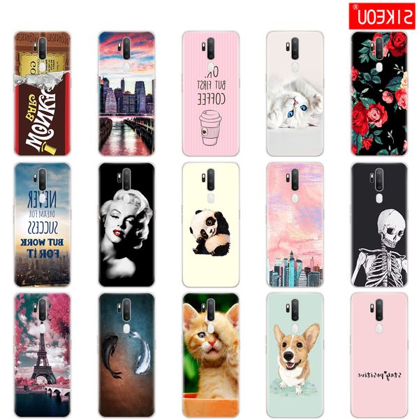 

oppo a9 a5 2020 дело мягкий тпу телефон shell back for oppoa9 oppoa5 9 коке 5 крышка кремния funda 6,5" собака кошка цветок