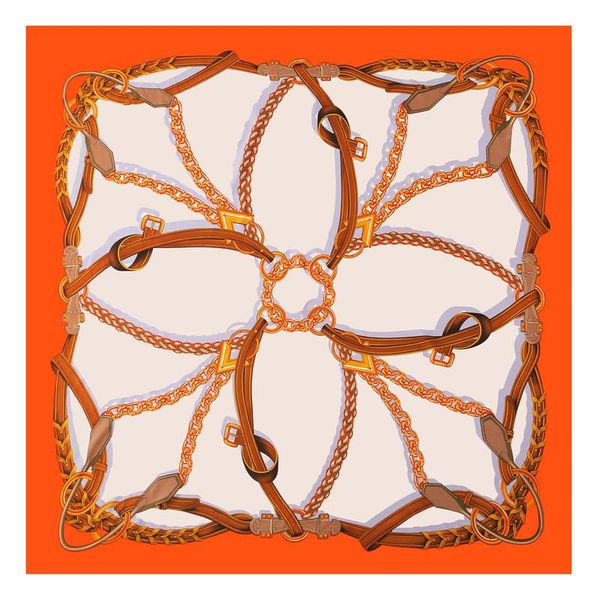 

scarves pobing pure silk scarf women large shawls stoles melt chain print square echarpes foulards femme wrap bandanas 130*130cm, Blue;gray