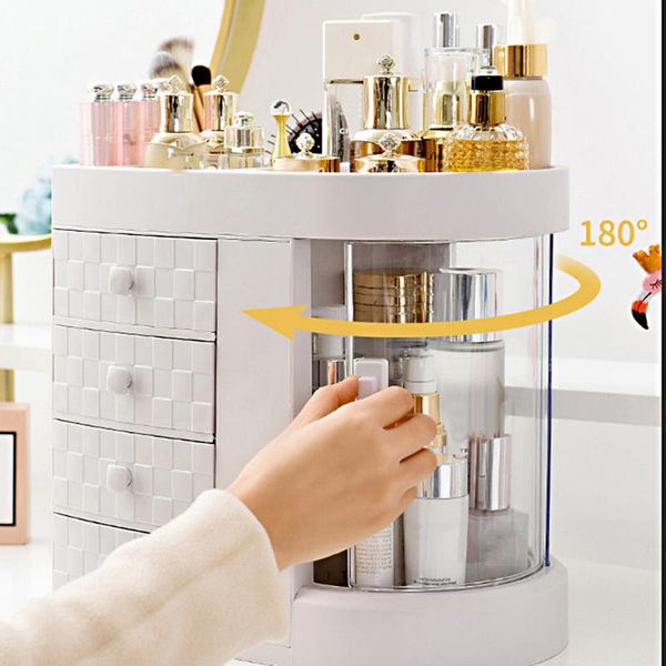 

eyebrow tools & stencils 4 tiers acrylic multifunctional storage rack ivory white makeup organizer rotation dustproof shelf 4st layers cosme