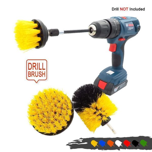 4 teile/satz Drill Power Scrub Clean Brush Elektrische Bohrbürste Kit mit Verlängerung für die Reinigung von Auto, Sitz, Teppich, Polsterung Q jllLAU