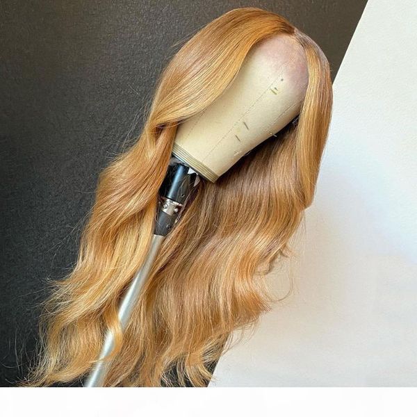 

2x6 bady wave color #27 closure wig human hair wigs for women brazilian remy hair pre plucked lace wig with baby slove, Black;brown