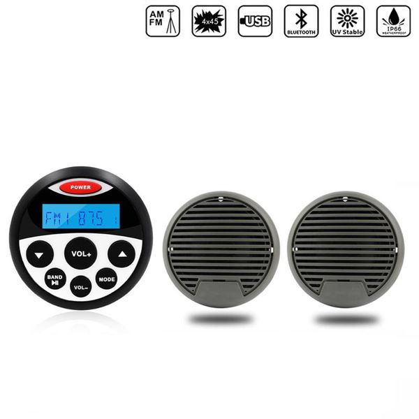 

marine bluetooth radio audio stereo sound system fm am receiver car mp3 player+3" waterproof marine speaker for rv atv utv yacht